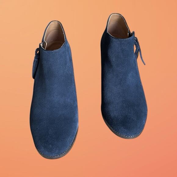 Vionic Womens Shyanne Navy Blue Zipper Suede Booties Ankle Boots Shoes 11 - Picture 5 of 10